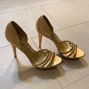 BCBG MaxAzria Gold Heels, Size 8.5
